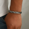 Men's Stainless Steel Geometric Cuban Chain Bracelet With Electroplated Finish In Hip Hop Style