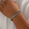 Men's Stainless Steel Geometric Cuban Chain Bracelet With Electroplated Finish In Hip Hop Style