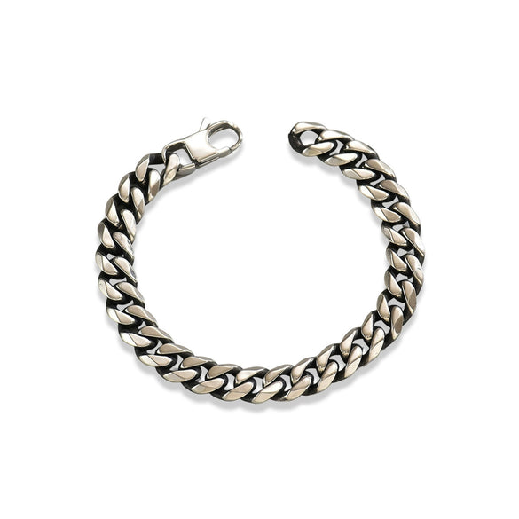 Men's Stainless Steel Geometric Cuban Chain Bracelet With Electroplated Finish In Hip Hop Style