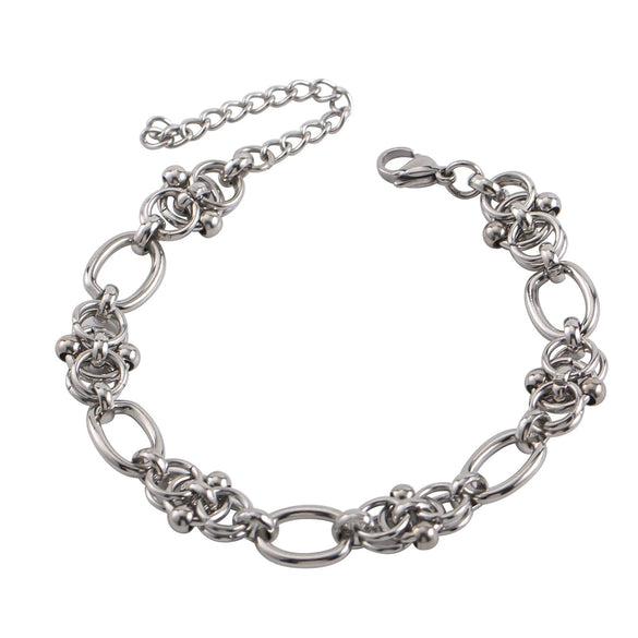 Men's Stainless Steel Geometric Hiphop Handmade Polished Chain Bracelet