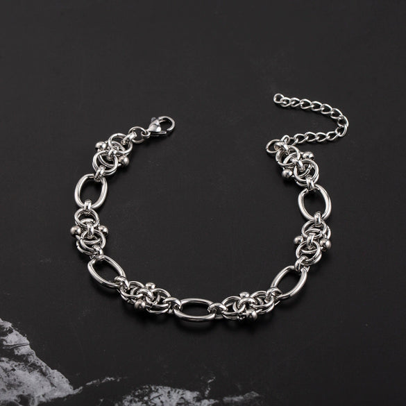 Men's Stainless Steel Geometric Hiphop Handmade Polished Chain Bracelet