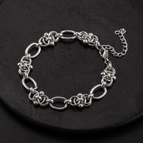 Men's Stainless Steel Geometric Hiphop Handmade Polished Chain Bracelet