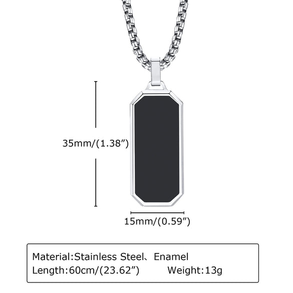 Men's Stainless Steel Geometric Pendant Necklace With Simple Lettering And Electroplating