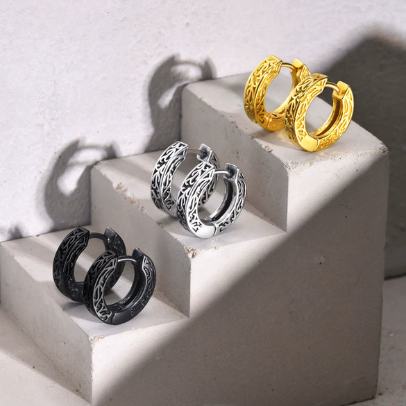 Men's Stainless Steel Geometric Retro Hiphop Electroplated Earrings