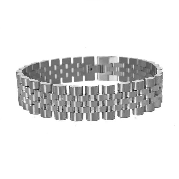 Men's Stainless Steel Geometric Wide Strap Bracelet With Gold Tone Multi Chain Design Electroplated Simple Jewelry