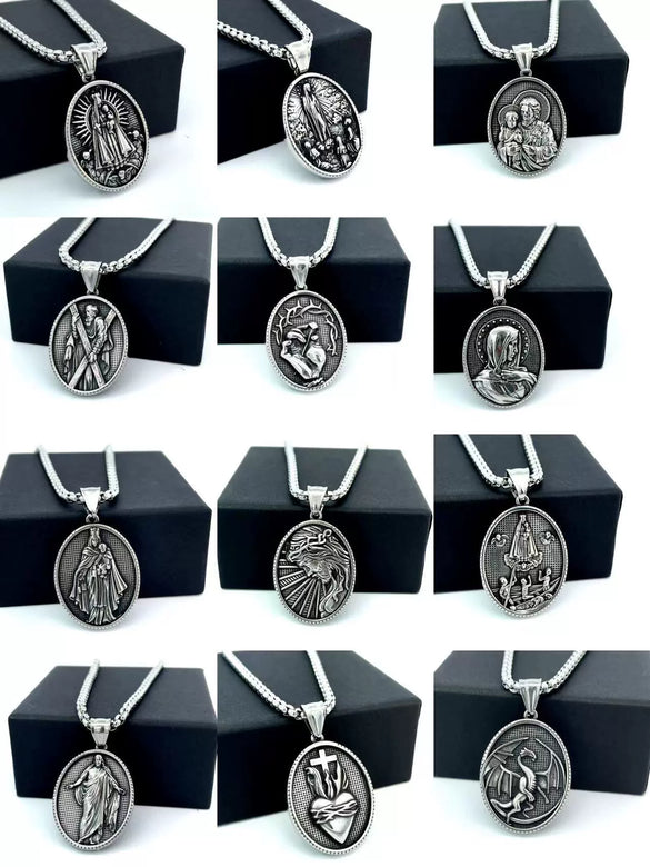 Men's Stainless Steel Heartshaped Pendant Necklace With Geometric Style And Polishing Process
