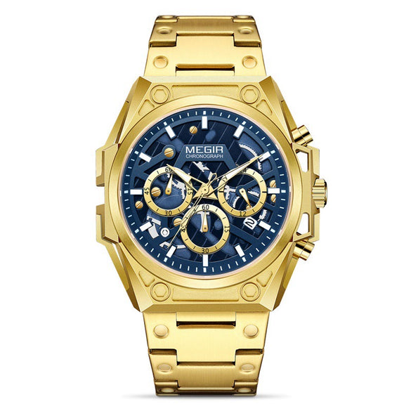 Men's 316 Stainless Steel Hollow Fashion Sports Chronograph Quartz Round Watch