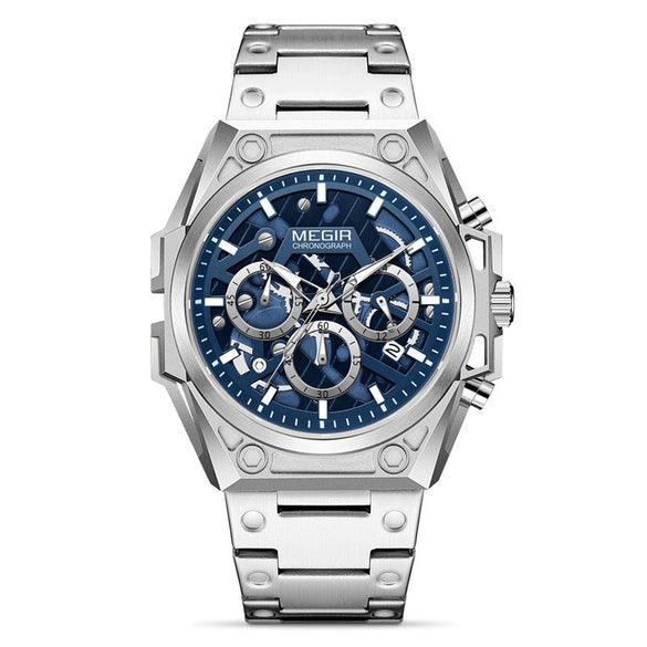 Men's 316 Stainless Steel Hollow Fashion Sports Chronograph Quartz Round Watch