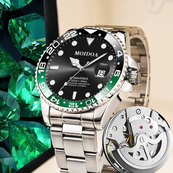 Men's Stainless Steel Imitation Automatic Mechanical Business Watch With Round Dial And Luminous Feature
