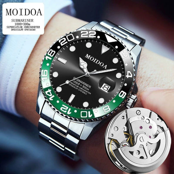 Men's Stainless Steel Imitation Automatic Mechanical Business Watch With Round Dial And Luminous Feature
