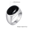 Men's Stainless Steel Inlaid Black Agate Geometric Oval Ring With Polish Finish