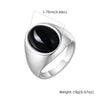 Men's Stainless Steel Inlaid Black Agate Geometric Oval Ring With Polish Finish