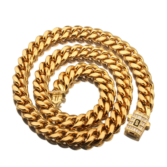 Men's Stainless Steel Jewelry Necklace With Cuban Chain Geometric Pattern Grinding And Electroplating Treatment