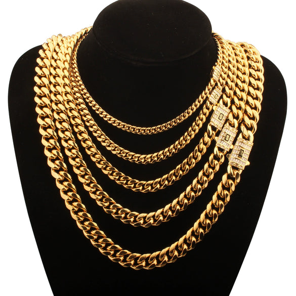 Men's Stainless Steel Jewelry Necklace With Cuban Chain Geometric Pattern Grinding And Electroplating Treatment