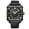 Men's Stainless Steel Leather Mechanical Casual Watch With Rectangular Dial And Sapphire Crystal Glass Mirror