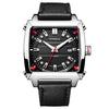 Men's Stainless Steel Leather Mechanical Casual Watch With Rectangular Dial And Sapphire Crystal Glass Mirror