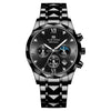 Men's Stainless Steel Metal Watch Waterproof Business Style With Three Dimensional Diamond Face And Round Dial