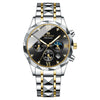 Men's Stainless Steel Metal Watch Waterproof Business Style With Three Dimensional Diamond Face And Round Dial