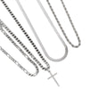 Men's Stainless Steel Multilayer Cuban Chain Cross Necklace With Geometric Pendant And Electroplated Finish