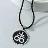 Men's Stainless Steel Plastic And Resin Pendant Leather Rope Necklace With Geometric Pattern