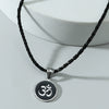 Men's Stainless Steel Plastic And Resin Pendant Leather Rope Necklace With Geometric Pattern