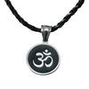 Men's Stainless Steel Plastic And Resin Pendant Leather Rope Necklace With Geometric Pattern
