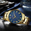 Men's Stainless Steel Quartz Watch Striped Casual Waterproof Single Folding Buckle