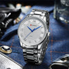 Men's Stainless Steel Quartz Watch Striped Casual Waterproof Single Folding Buckle