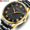 Men's Stainless Steel Quartz Watch Striped Casual Waterproof Single Folding Buckle