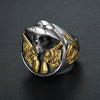 Men's Stainless Steel Retro Skull Ring With Double Gun Pattern And Electroplating