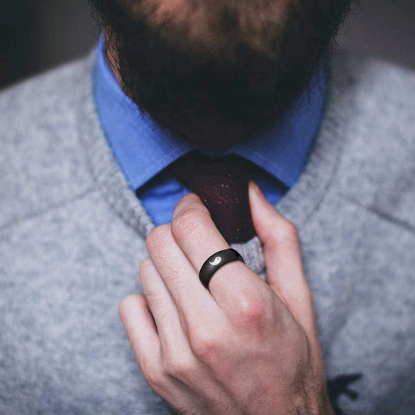 Men's Stainless Steel Ring With Geometric Pattern And Gossip Yin And Yang Fish Design Electroplated
