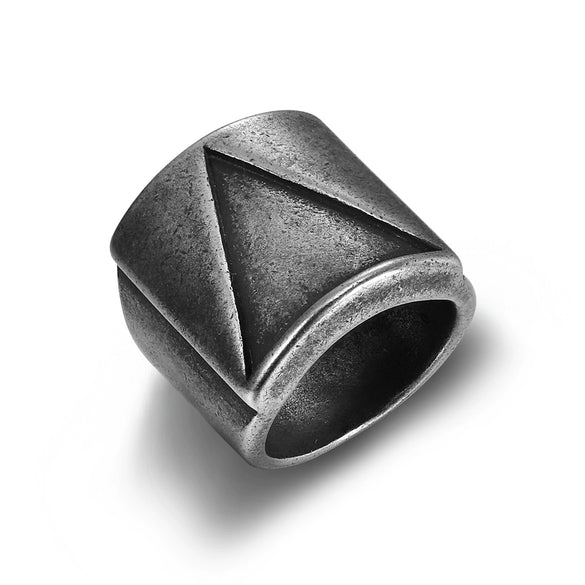 Men's Stainless Steel Ring With Geometric Pattern Retro And Simplistic Style Electroplated