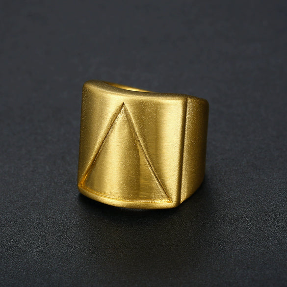 Men's Stainless Steel Ring With Geometric Pattern Retro And Simplistic Style Electroplated