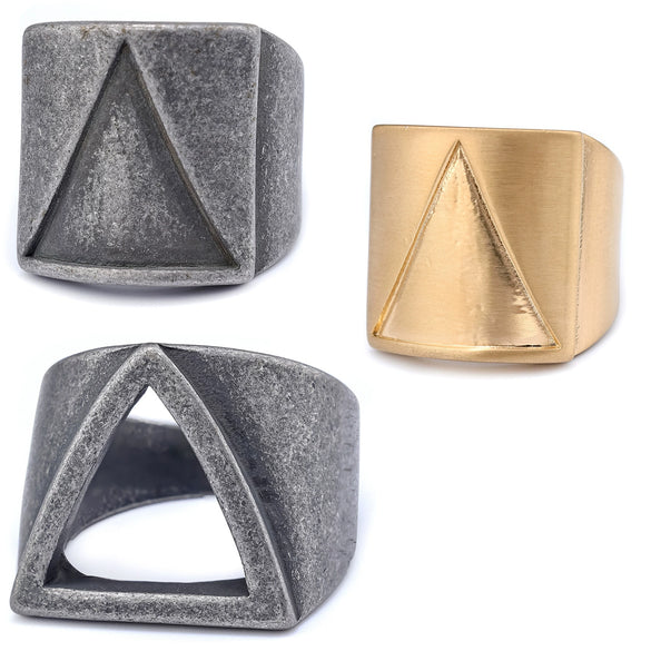 Men's Stainless Steel Ring With Geometric Pattern Retro And Simplistic Style Electroplated