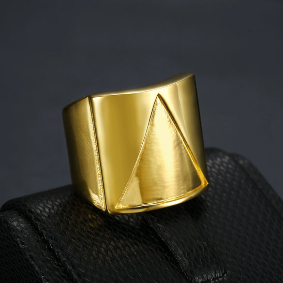 Men's Stainless Steel Ring With Geometric Pattern Retro And Simplistic Style Electroplated