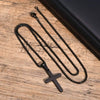 Men's Stainless Steel Sand Face Cross Pendant Necklace Electroplated