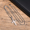 Men's Stainless Steel Sand Face Cross Pendant Necklace Electroplated