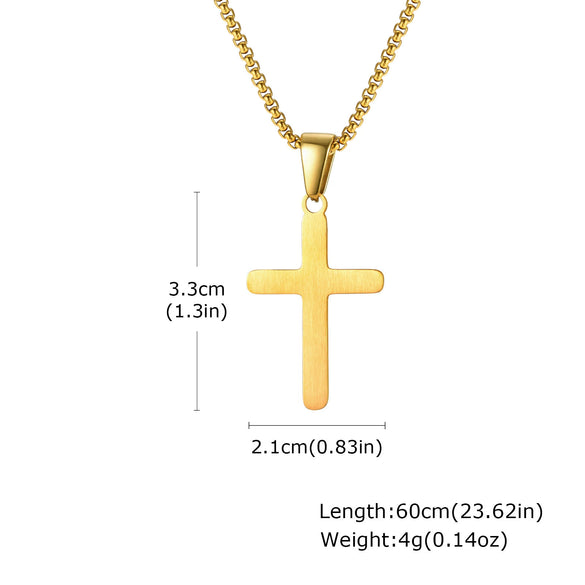 Men's Stainless Steel Sand Face Cross Pendant Necklace Electroplated