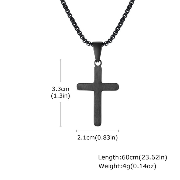 Men's Stainless Steel Sand Face Cross Pendant Necklace Electroplated