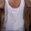Men's Stainless Steel Sand Face Cross Pendant Necklace Electroplated