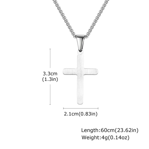 Men's Stainless Steel Sand Face Cross Pendant Necklace Electroplated