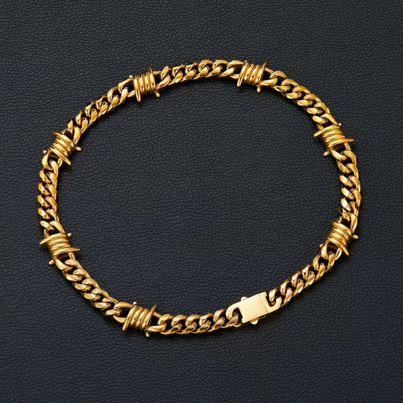 Men's Stainless Steel Short Necklace With Geometric Style Polished Animal And Zodiac Pattern Cuban Chain Design