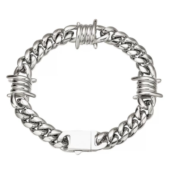 Men's Stainless Steel Short Necklace With Geometric Style Polished Animal And Zodiac Pattern Cuban Chain Design
