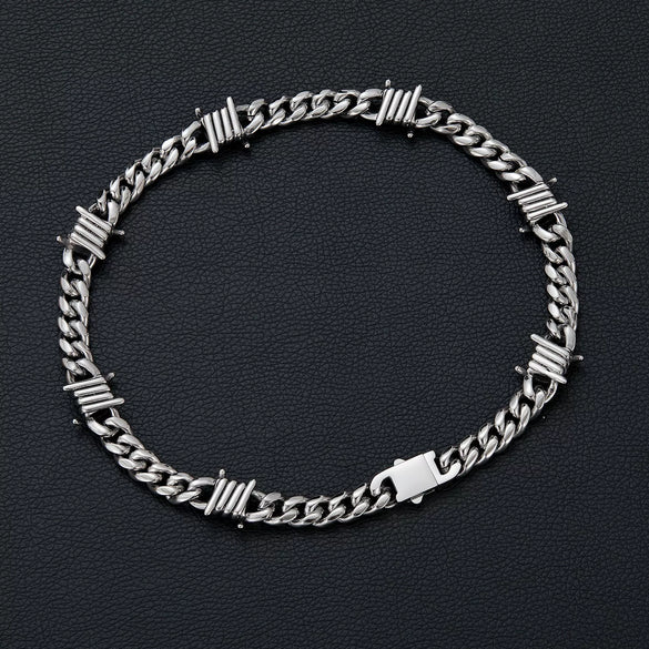 Men's Stainless Steel Short Necklace With Geometric Style Polished Animal And Zodiac Pattern Cuban Chain Design