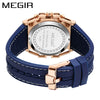 Men's Stainless Steel Silicone Luminous Chronograph Hollow Quartz Round Dial Watch