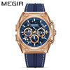 Men's Stainless Steel Silicone Luminous Chronograph Hollow Quartz Round Dial Watch