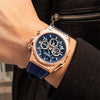 Men's Stainless Steel Silicone Luminous Chronograph Hollow Quartz Round Dial Watch