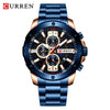 Men's Stainless Steel Strap Casual Round Dial Quartz Calendar Watch