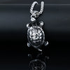 Men's Stainless Steel Turtle Pendant Necklace With Polished Finish And Retro Motorcycle Style Animal Design