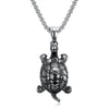 Men's Stainless Steel Turtle Pendant Necklace With Polished Finish And Retro Motorcycle Style Animal Design